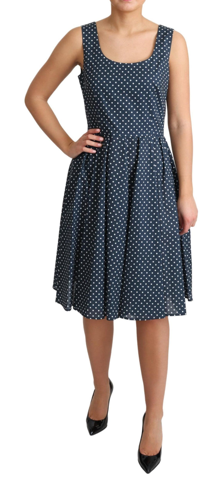 Polka dot sleeveless A-line dress