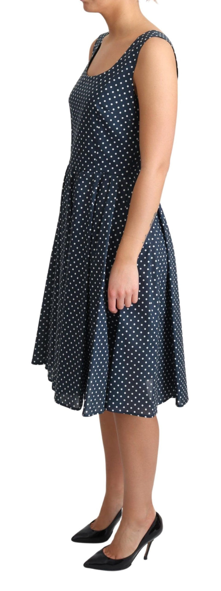 Polka dot sleeveless A-line dress