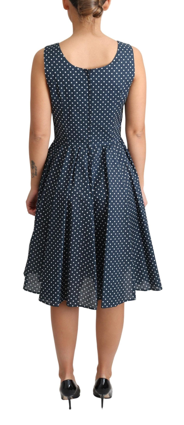 Polka dot sleeveless A-line dress