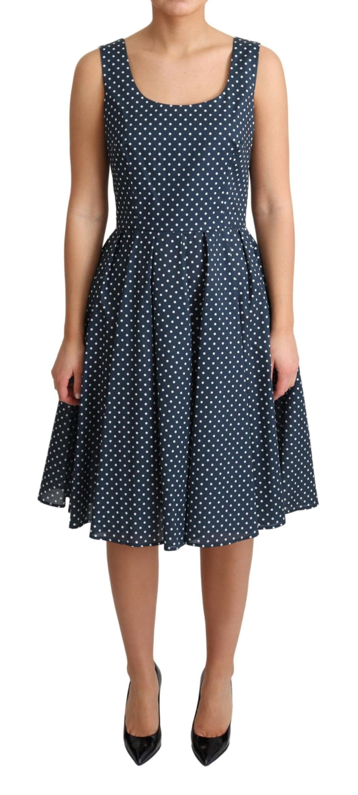 Polka dot sleeveless A-line dress