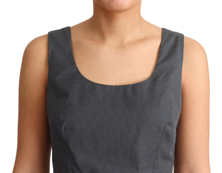Elegant sleeveless polka dot A-line dress
