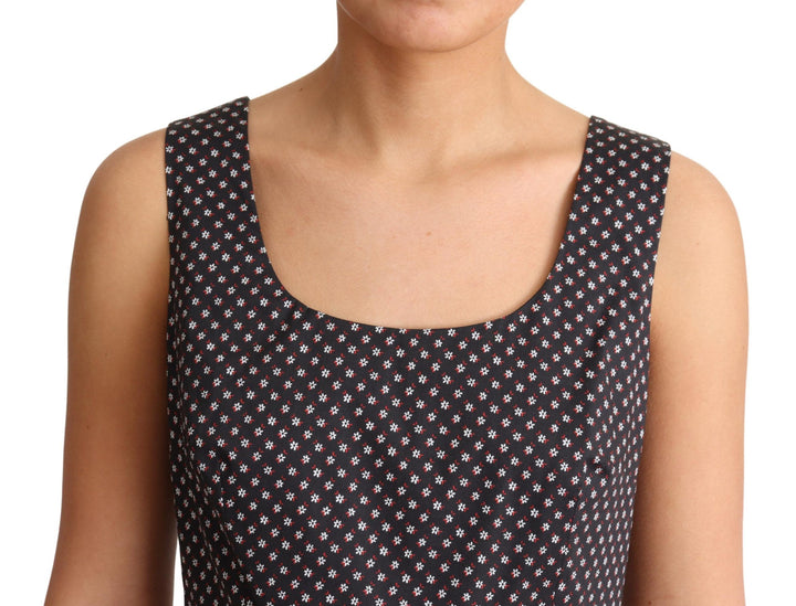 Elegant sleeveless A-line dress with floral pattern
