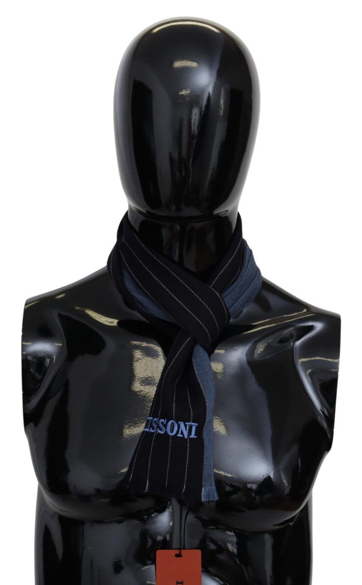 Chic striped unisex scarf made of wool and silk