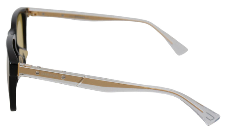Chic black acetate sunglasses with yellow lenses