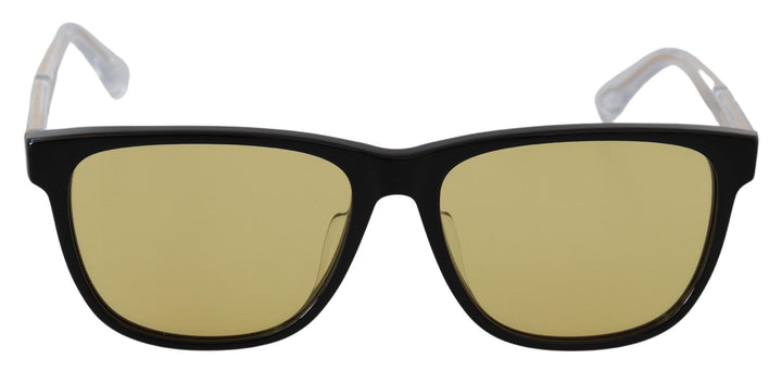 Chic black acetate sunglasses with yellow lenses