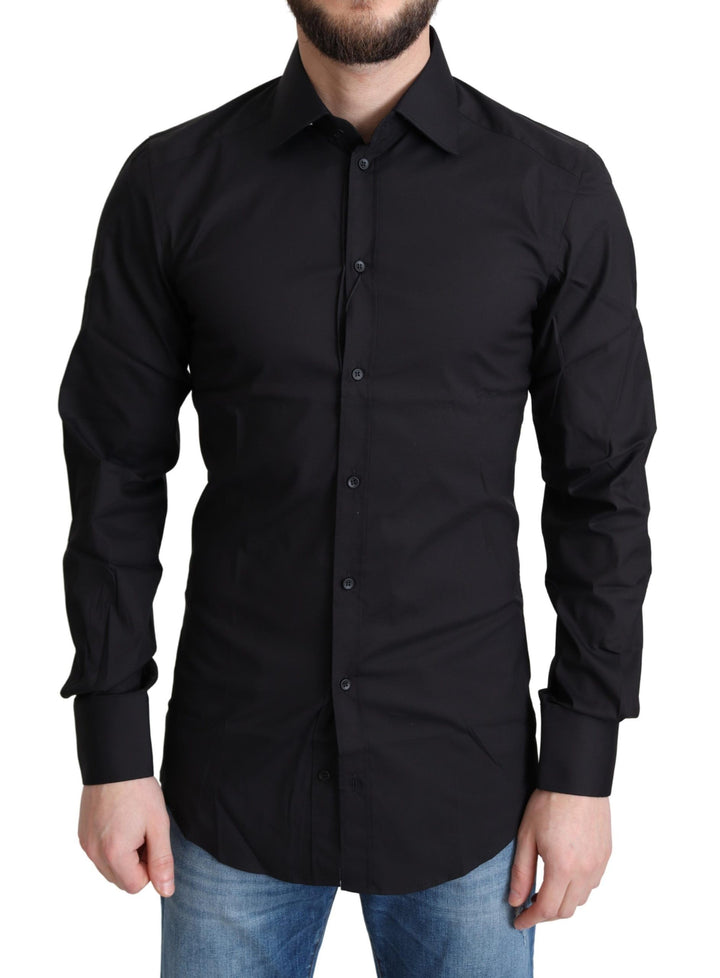 Elegant black and gold slim fit shirt