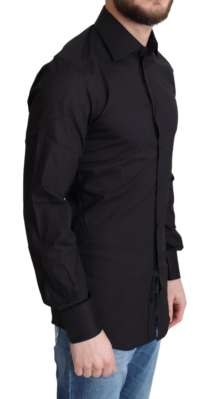 Elegant black and gold slim fit shirt