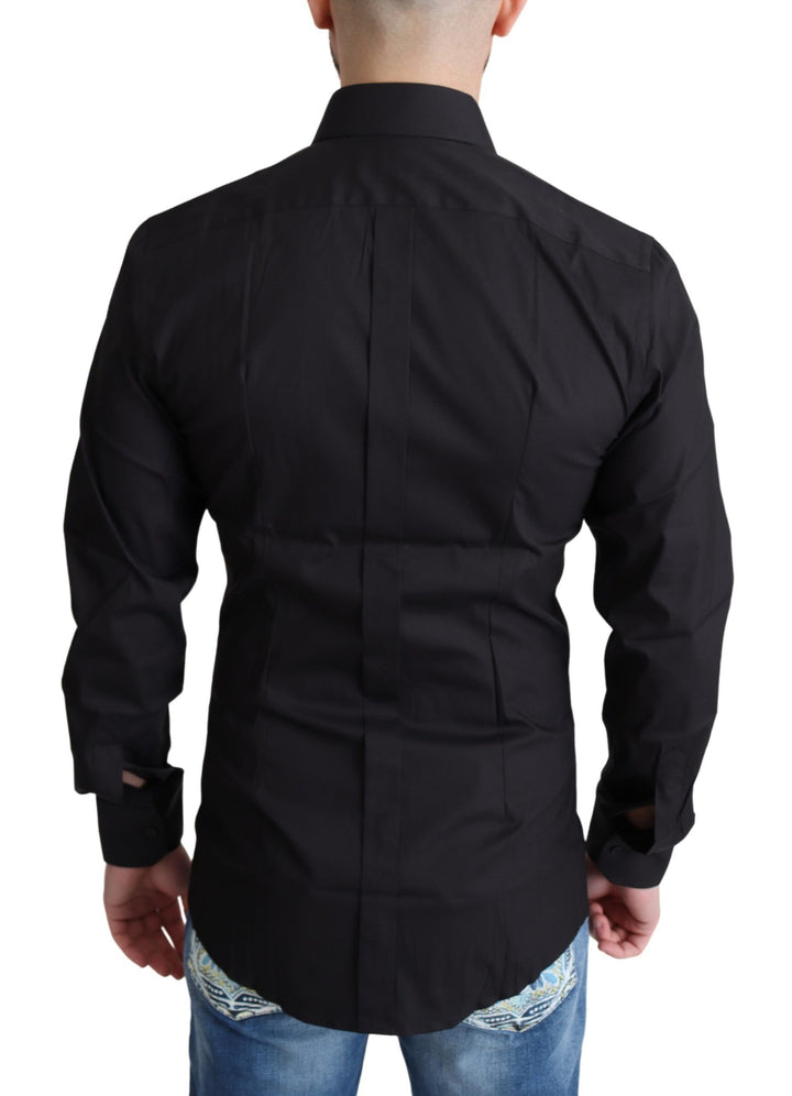 Elegant black and gold slim fit shirt