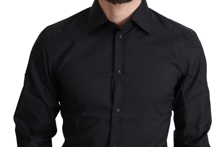 Elegant black and gold slim fit shirt