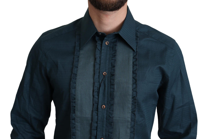 Blaues Baumwollhemd mit Knopfleiste Formelles Hemd