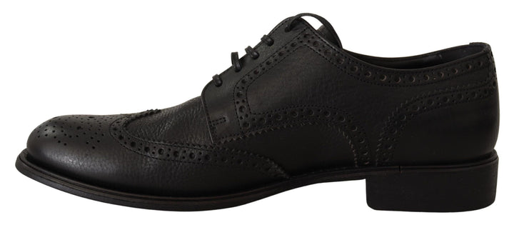 Schwarze Leder Oxford Wingtip Formal Dress Schuhe
