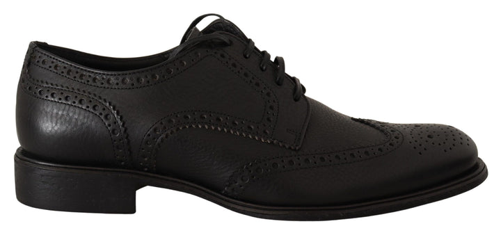 Schwarze Leder Oxford Wingtip Formal Dress Schuhe