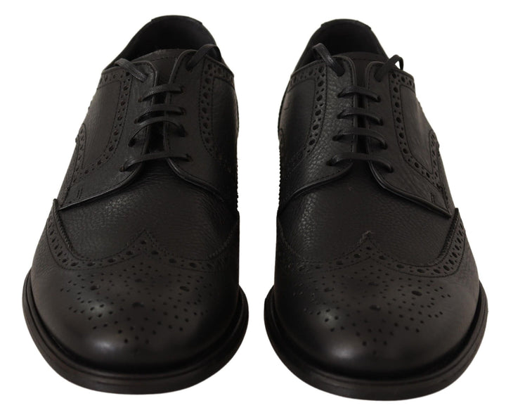 Schwarze Leder Oxford Wingtip Formal Dress Schuhe