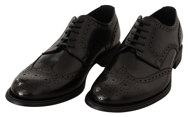 Schwarze Leder Oxford Wingtip Formelle Schuhe