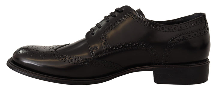 Schwarze Leder Oxford Wingtip Formelle Schuhe