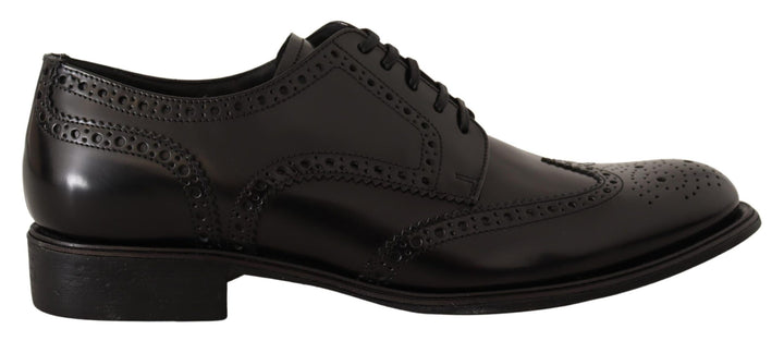 Schwarze Leder Oxford Wingtip Formelle Schuhe