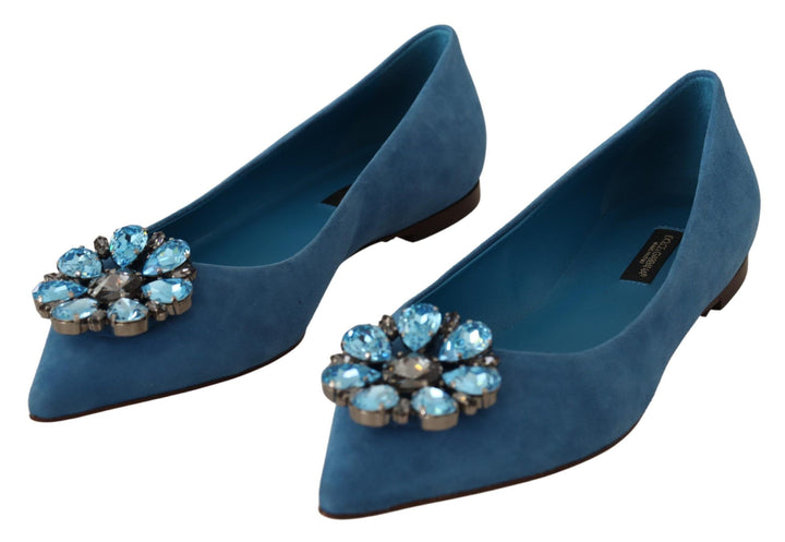 Blau Wildleder Kristalle Loafers Flats Schuhe