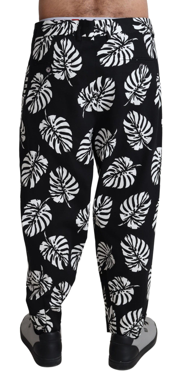 Elegant cotton trousers with palm leaf print