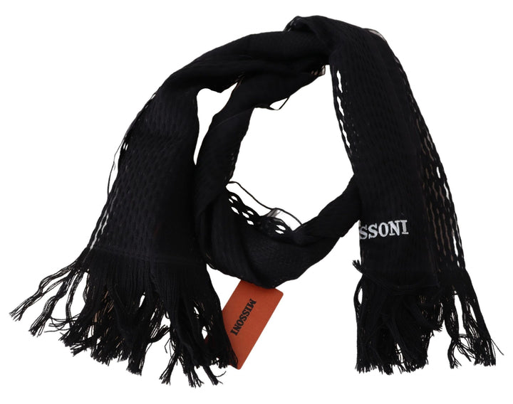 Elegant scarf made of wool and silk, unisex, black