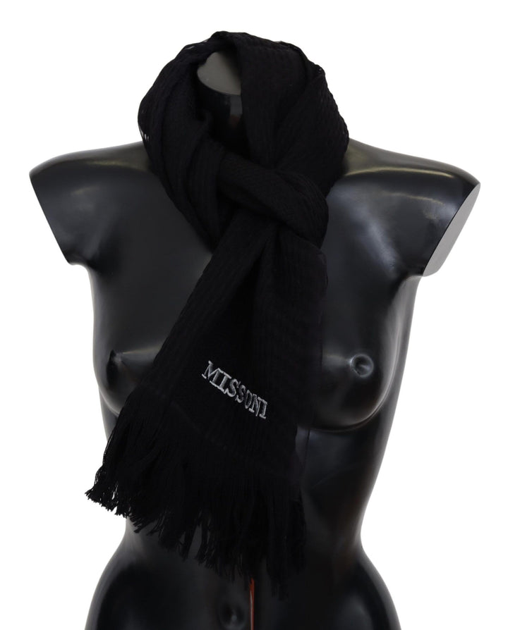 Elegant scarf made of wool and silk, unisex, black