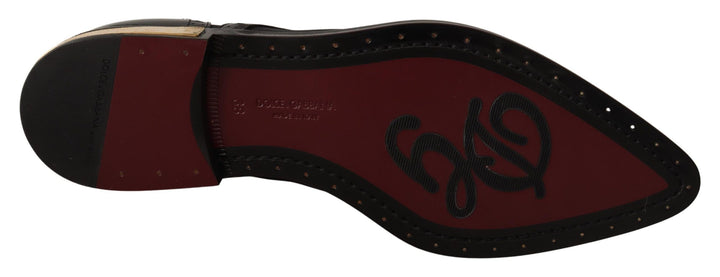 Schwarze Leder Broques Sheer Wingtip Schuhe