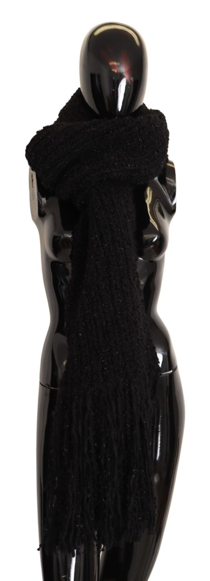 Elegant black designer scarf made of wool blend