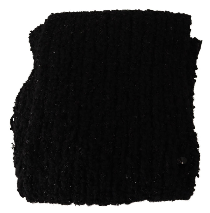 Elegant black designer scarf made of wool blend