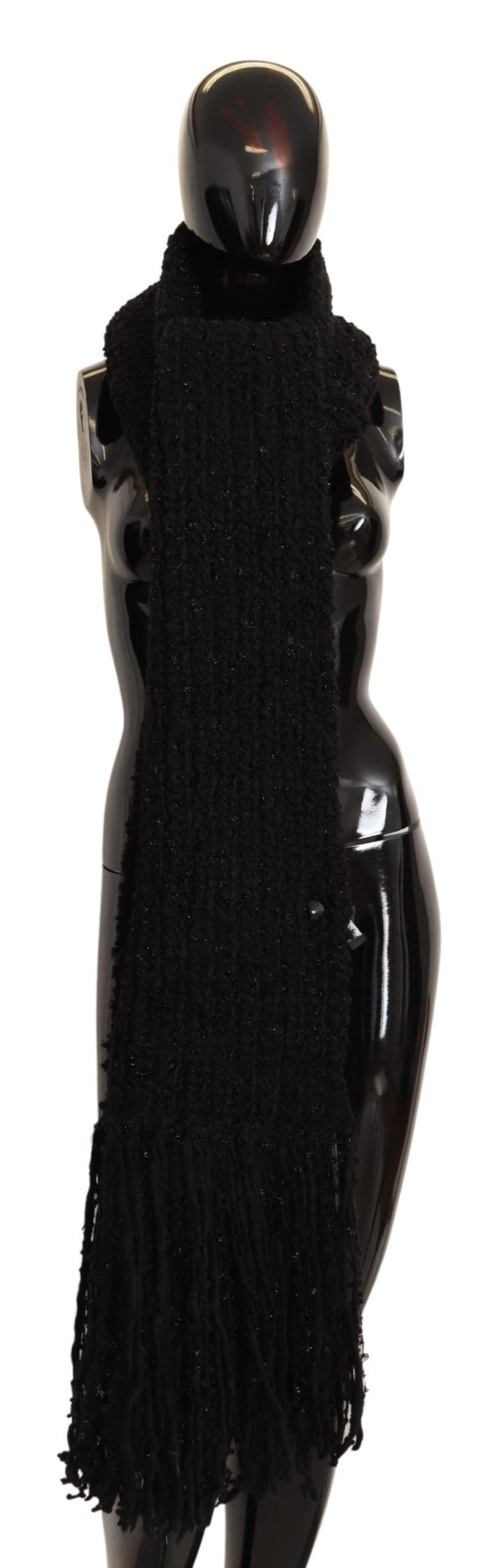 Elegant black designer scarf made of wool blend