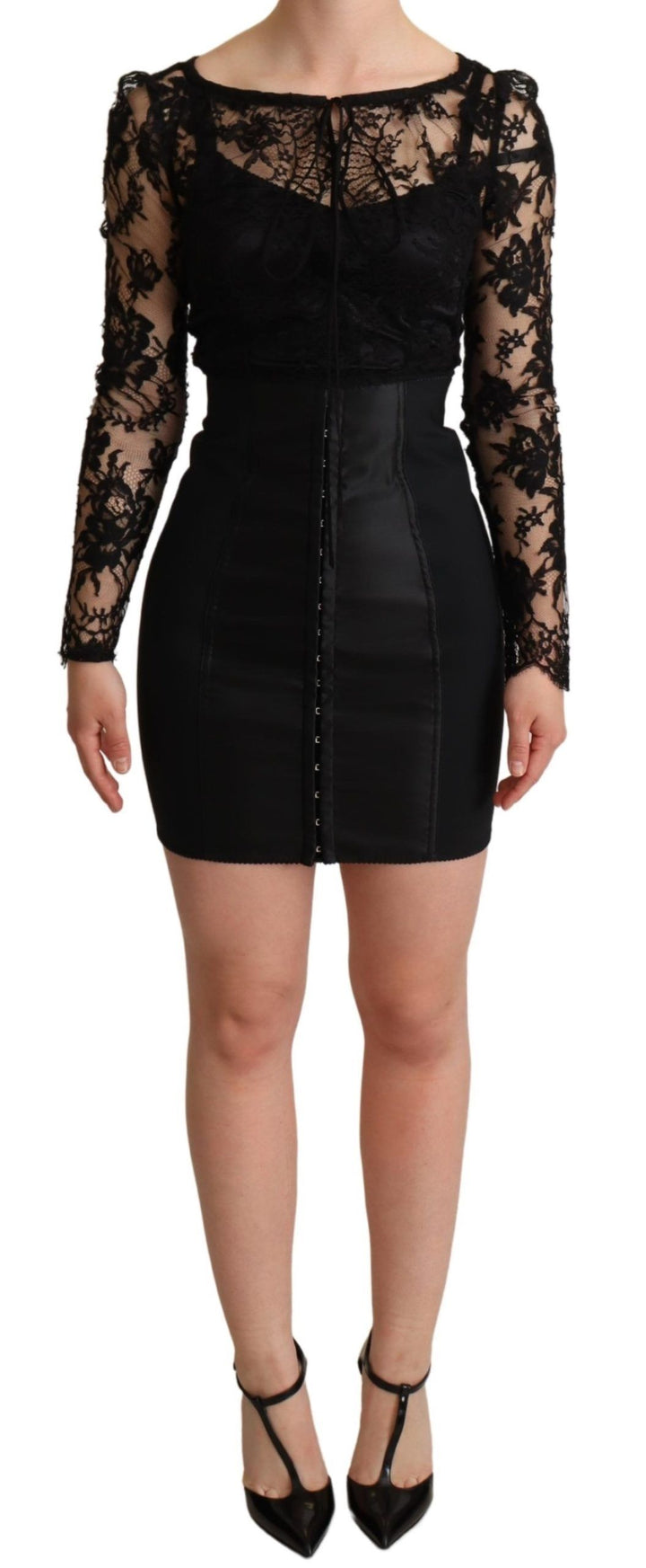 Elegant black lace mini dress Delight
