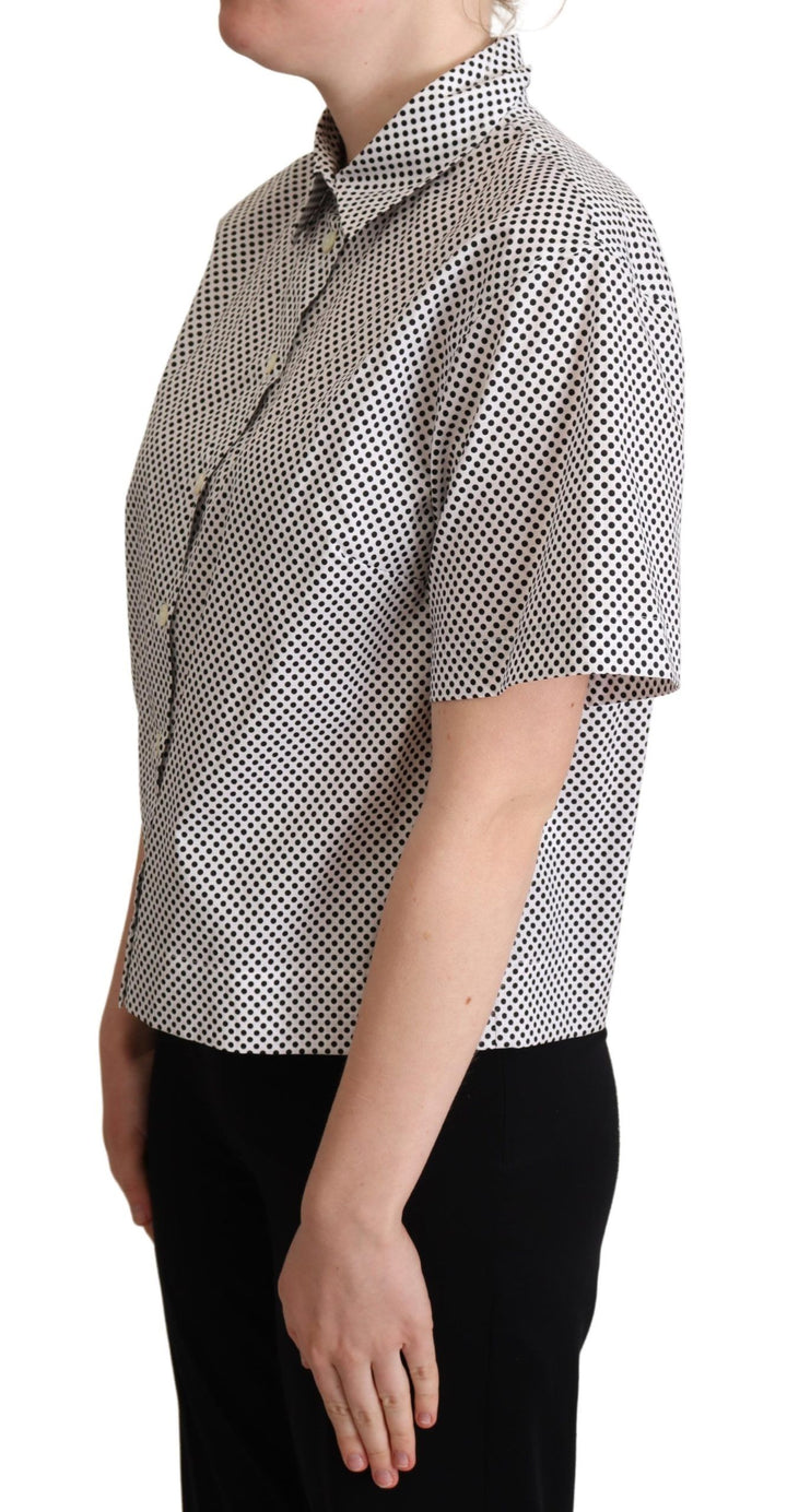 Elegant polka dot cotton polo shirt