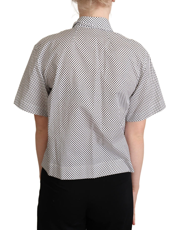 Elegant polka dot cotton polo shirt