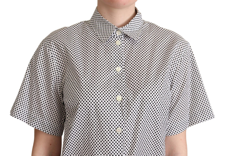 Elegant polka dot cotton polo shirt