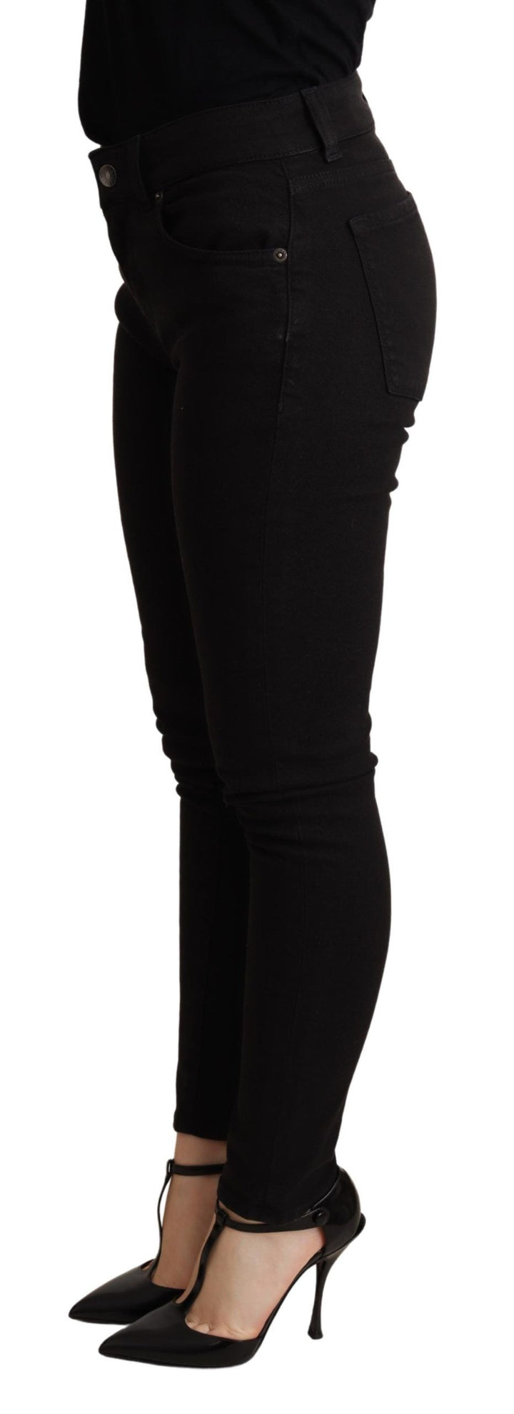 Schwarze Skinny Denim Baumwoll-Stretch-Hose