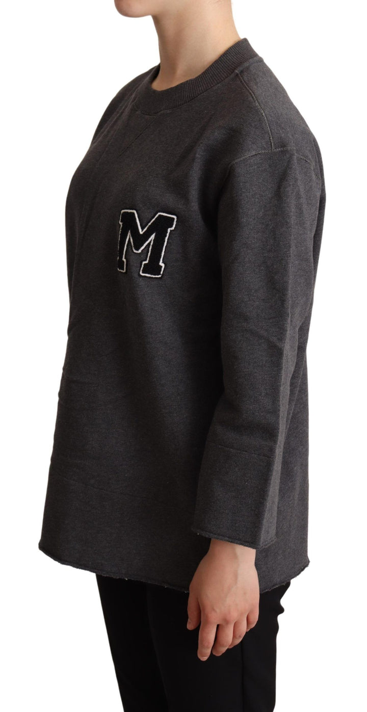 Grauer bestickter Pullover für Frauen