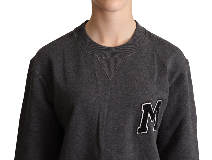 Grauer bestickter Pullover für Frauen