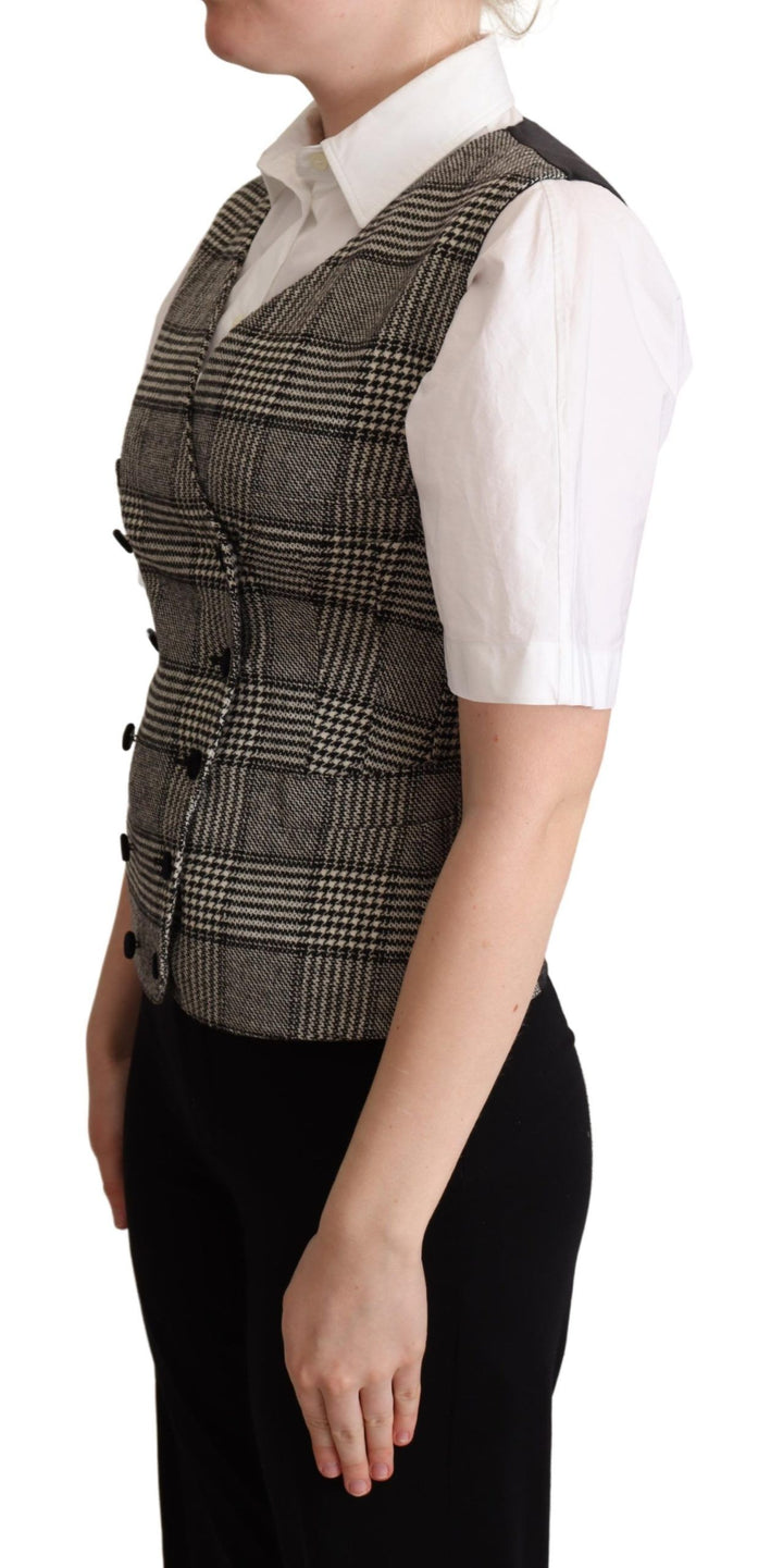 Elegant checked vest made of grey silk blend