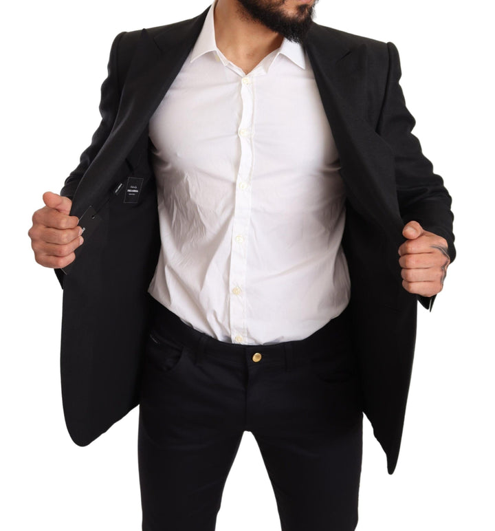 Elegant, slim-fit blazer made of black linen