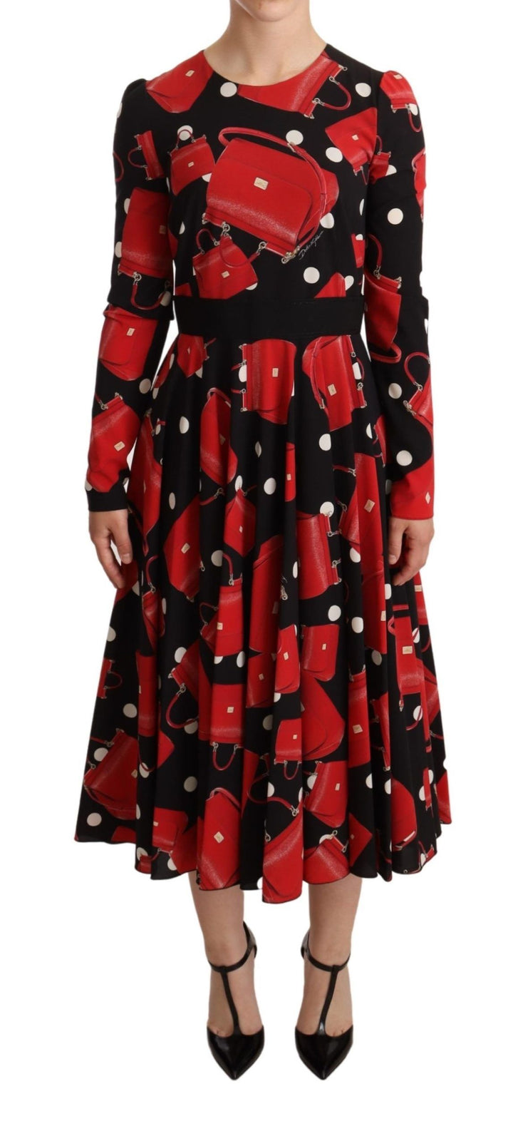 Elegant flared midi dress with Sicily print