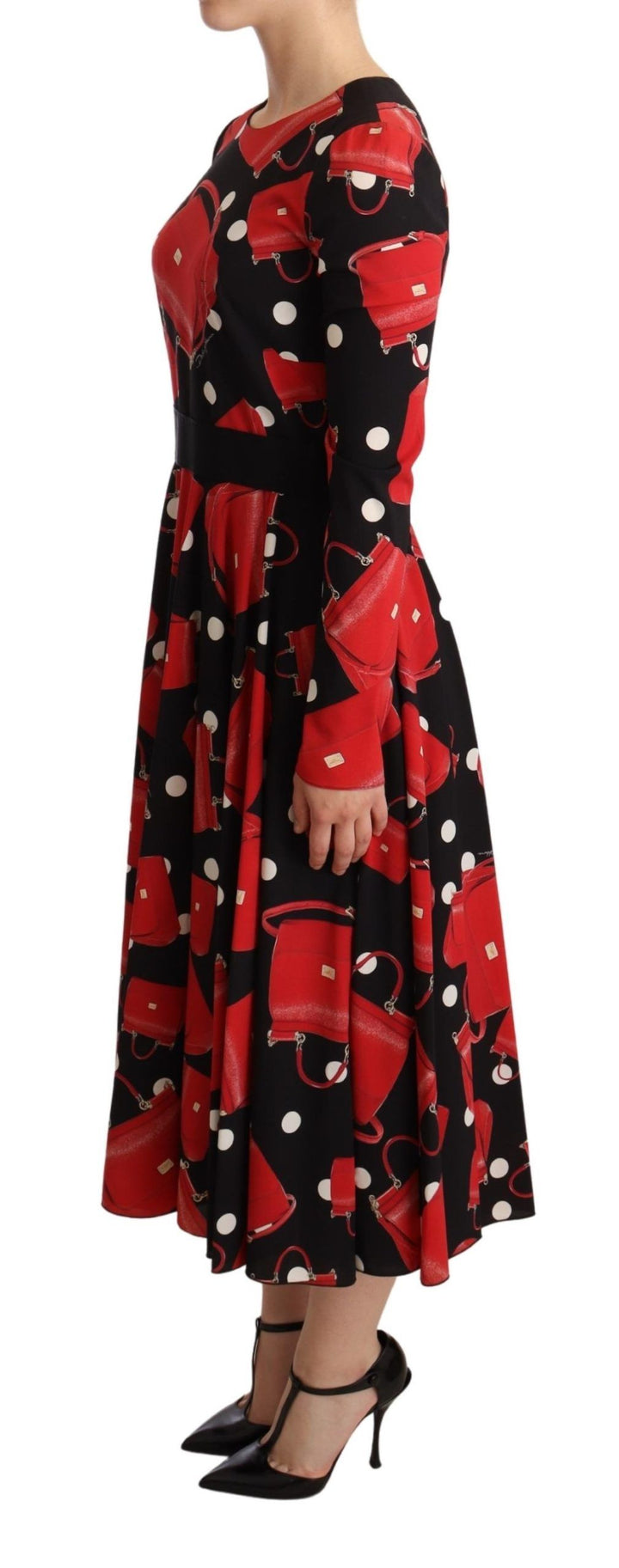 Elegant flared midi dress with Sicily print