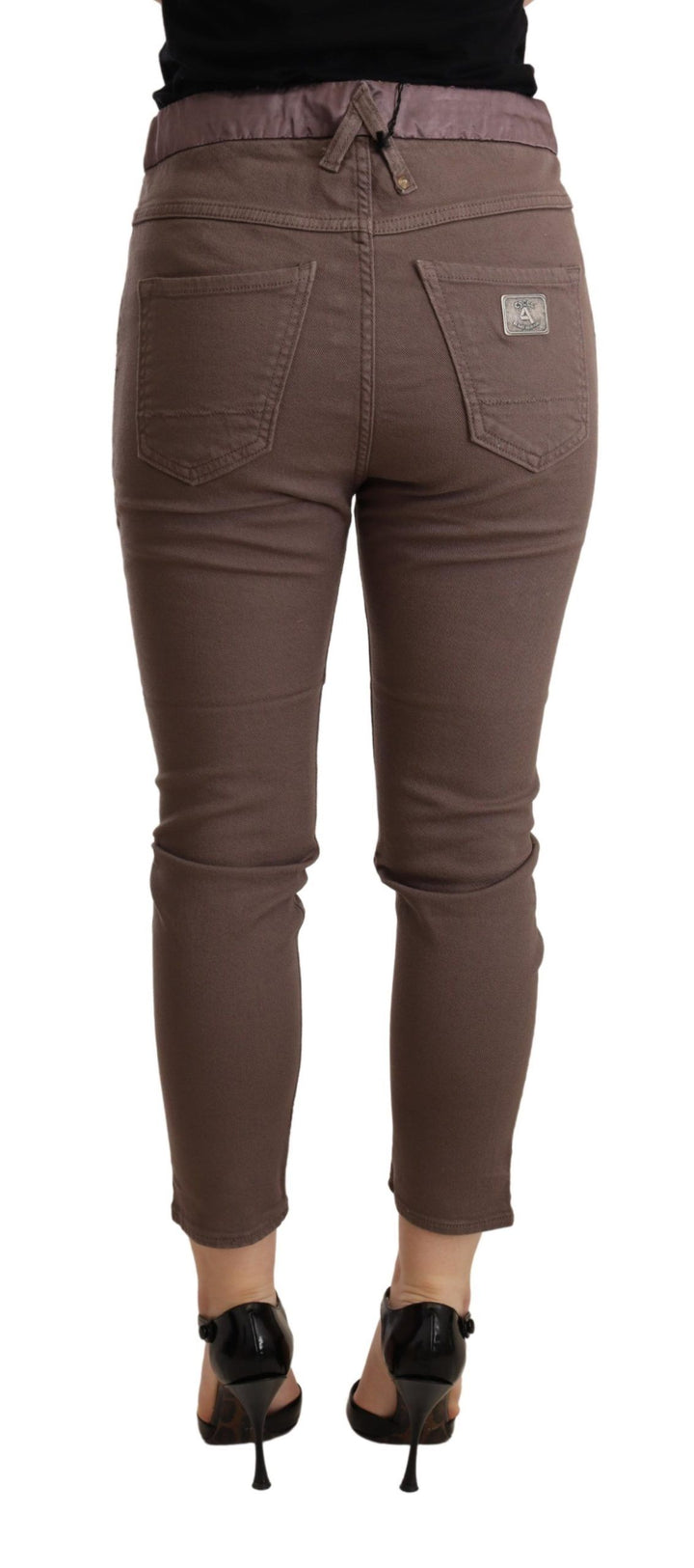 Braun Mid Waist Cropped Skinny Stretch-Hose