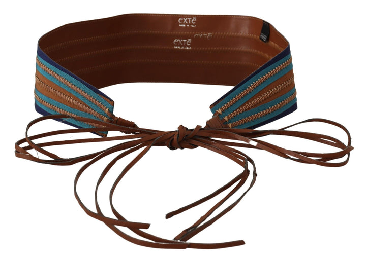 Brauner Ledergürtel mit breitem Taillenband und Krawattenverschluss