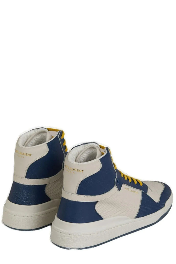 Erhöhen Sie Ihren Stil mit blauen Luxus-Sneakers in mittlerer Höhe