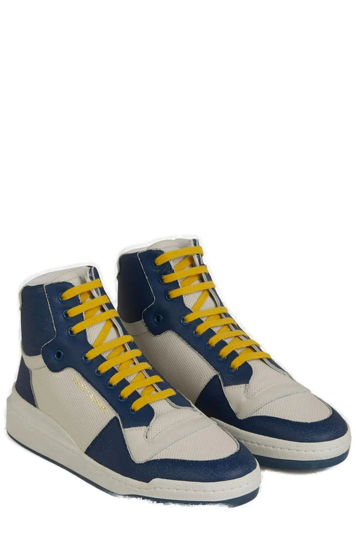 Erhöhen Sie Ihren Stil mit blauen Luxus-Sneakers in mittlerer Höhe
