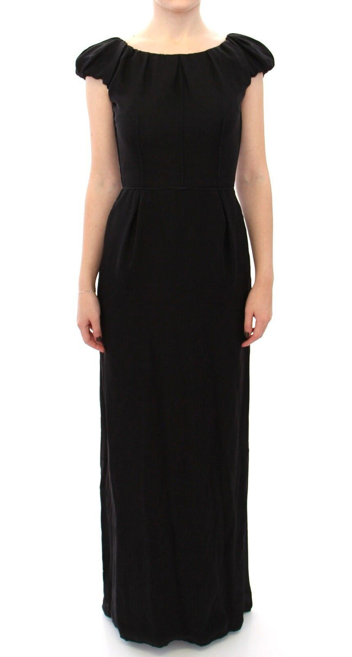 Elegant silk evening dress with short sleeves