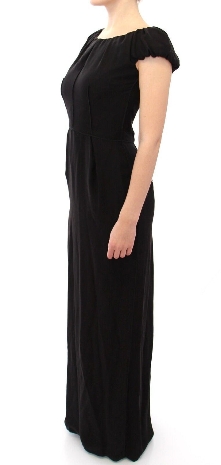 Elegant silk evening dress with short sleeves