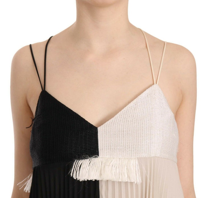 Schwarz-weißes Mini-Ärmel-Kleid ohne A-Linie Prinzessin