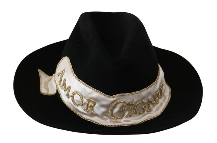 Elegant black Lapin Panama hat with wide brim