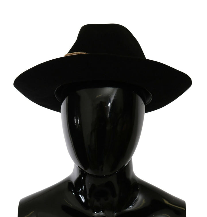 Elegant black Lapin Panama hat with wide brim