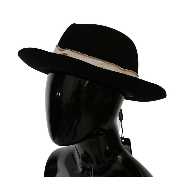 Elegant black Lapin Panama hat with wide brim