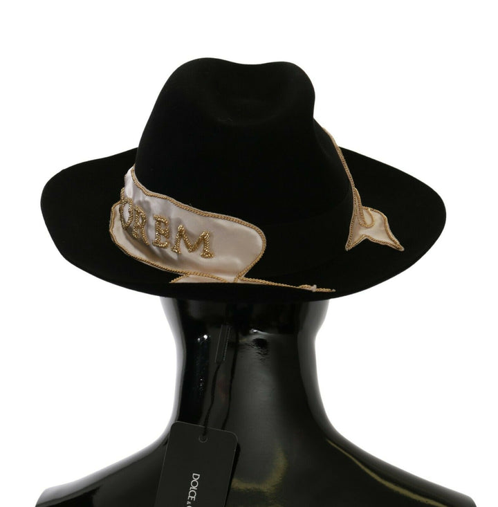 Elegant black Lapin Panama hat with wide brim